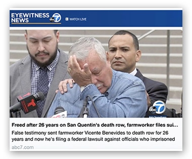 Liberado tras 26 años en el corredor de la muerte de San Quentin